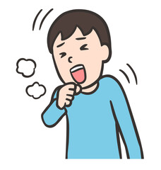 トゥレット症候群、音声チックの症状、咳払いをする男性