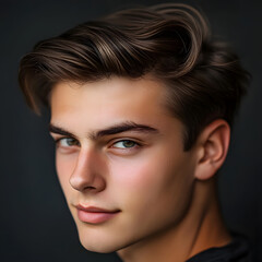 Fototapeta premium Captivating Gaze: A Close-up Portrait of a Young Man