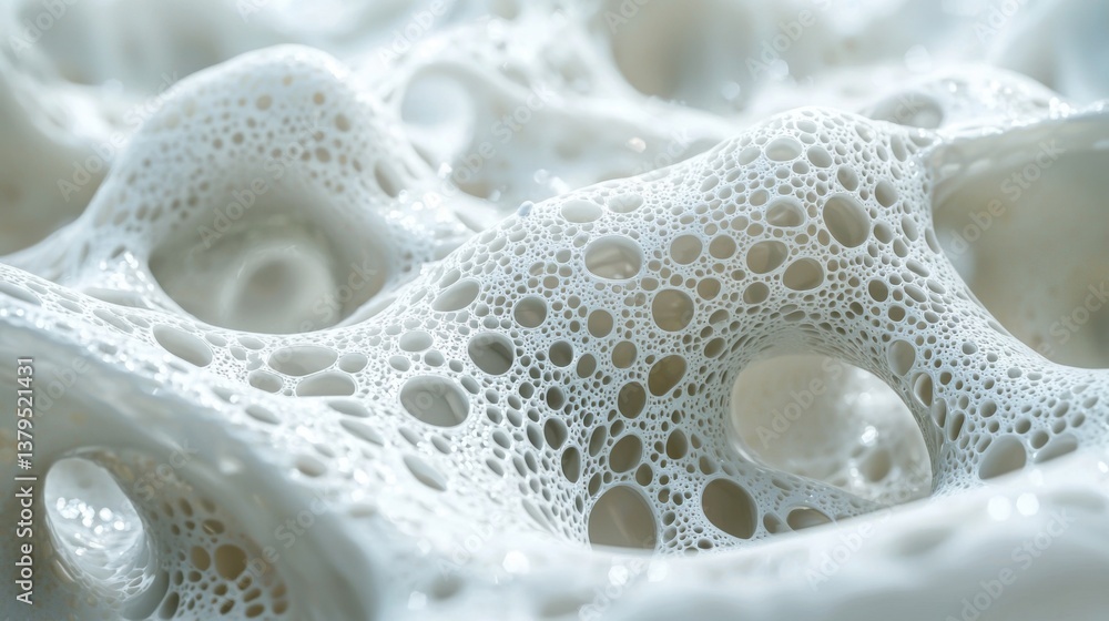 Aufkleber pure white substance on a smooth surface creating an abstract representation of modern neural networ