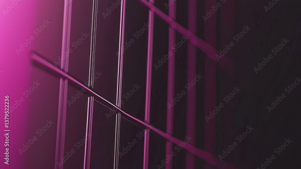 Poster charming pink wall with a window framed in an abstract user interface grid layout evoking a playful 