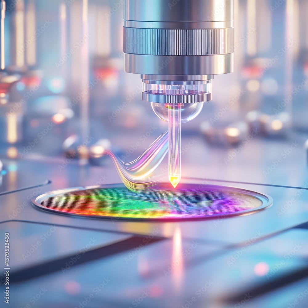 Poster advanced spectrometer visualization laboratory digital art futuristic environment close-up spectrosc