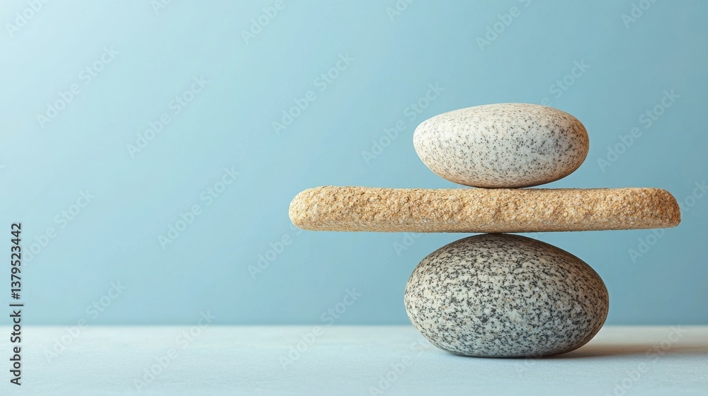 Aufkleber balanced stack of smooth rocks symbolizing digital wellbeing and inner harmony in a natural setting