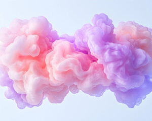 Obraz premium Pastel pink and purple swirling smoke clouds on a light background