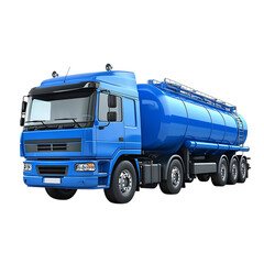 A Large Blue Tanker Truck Carrying Liquid Cargo Isolated on Transparent Background