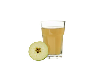 Fototapeta premium PNG, Apple cider in glass and piece of apple, isolated on white background
