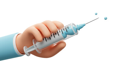 A cartoon hand carefully administering a vital injection, a playful yet serious moment captured in bright, clean 3D animation.