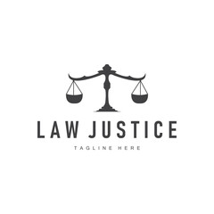 Simple black silhouette design of the scales of justice logo with a minimalist concept suitable for company or brand identity with a legal concept