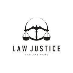 Simple black silhouette design of the scales of justice logo with a minimalist concept suitable for company or brand identity with a legal concept
