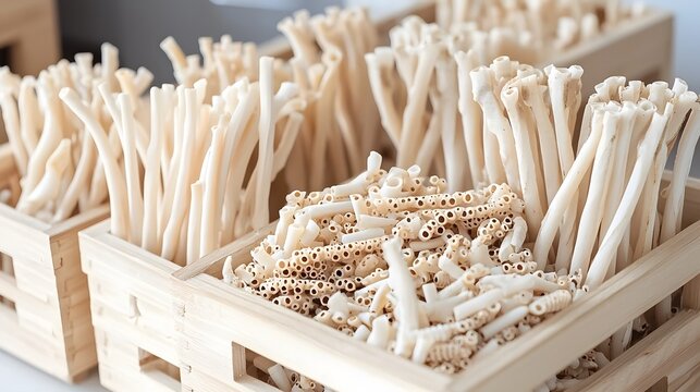 A display of numerous cuttlebones which are a natural source of calcium and used for beak trimming for pet birds