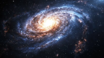 Obraz premium Stunning Spiral Galaxy in Deep Space with Brilliant Starry Background