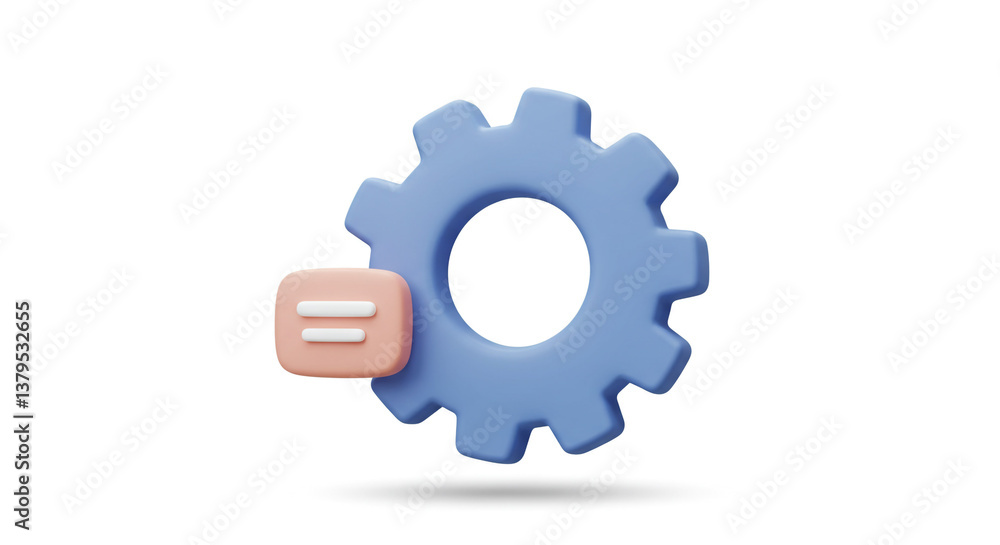 Poster a smooth-running pastel blue gear effortlessly integrates a peach menu button, symbolizing seamless 
