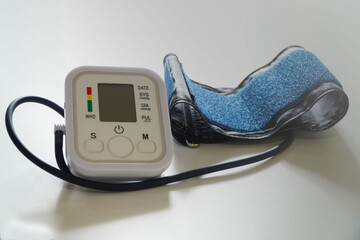 Blood pressure measuring device isolated on white.Health care and Medical concept.