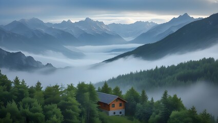 Mountain Landscape with Fog