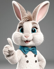 Cartoon Humanoid Rabbit in Various Poses and Outfits &ndash; Studio Background
