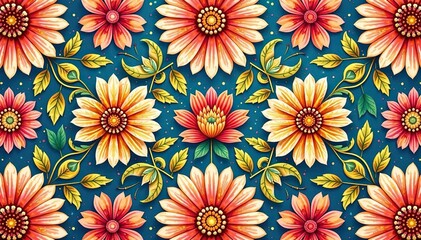 Intricate floral pattern, repeating seamlessly , pattern, seamless, graphic