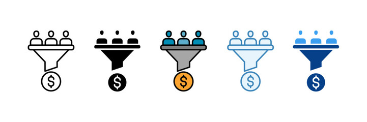 Marketing Funnel  Icon Set Multiple Style Collection