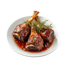Lamb Shanks in Red Wine Isolated on Transparent Background