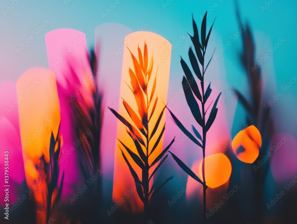 Aufkleber neon nature aesthetics vibrant botanical gradient design for wellness branding and digital creative 