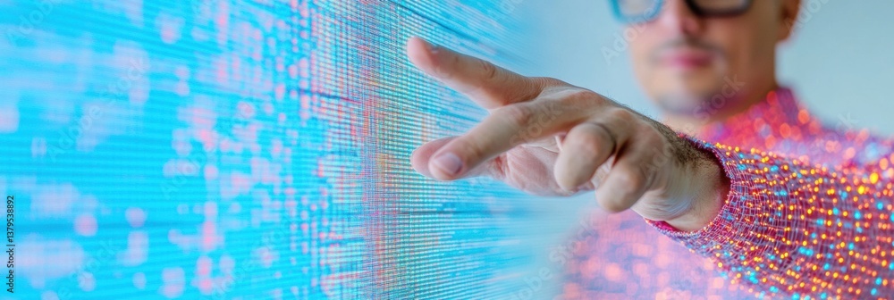 Aufkleber Future-Forward Digital Privacy Interactive Cybersecurity Interface with Immersive Data Visualization and Touchless Security Selection for Enterprise Risk Management