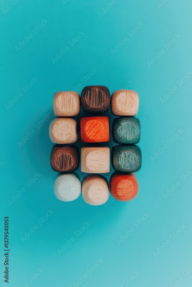 Leinwandbilder minimalist diversity cubes inclusive design strategy visualization with textural wooden blocks showc