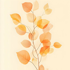Delicate autumn leaves in warm hues on a soft background, evoking tranquility.