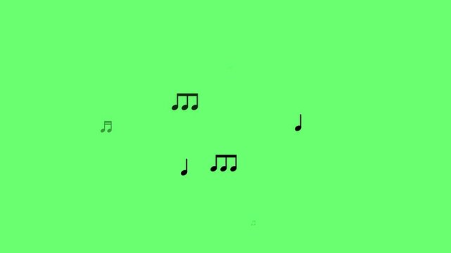Green Screen and Loop Ready File - Rising Floating Musical Notes Animation