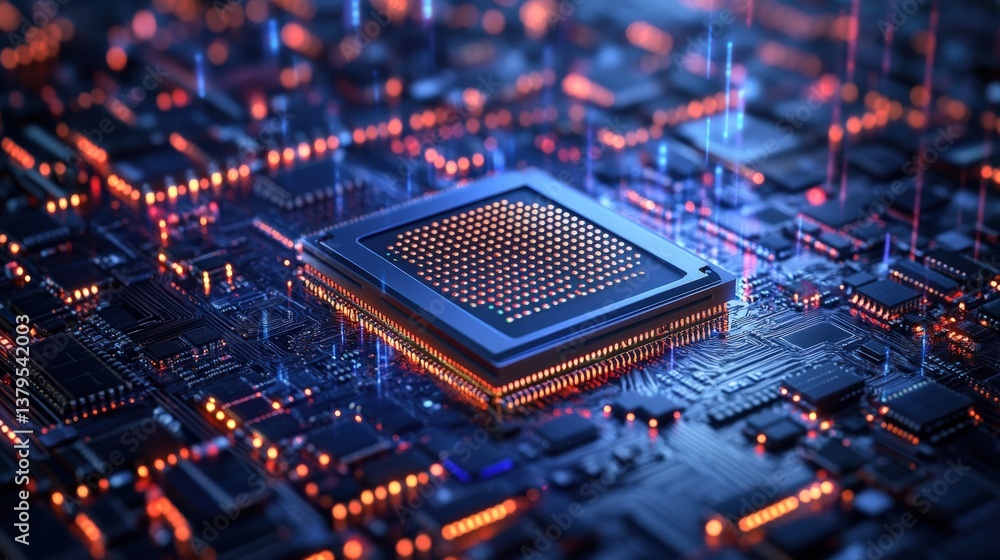 Poster advanced microprocessor on circuit board