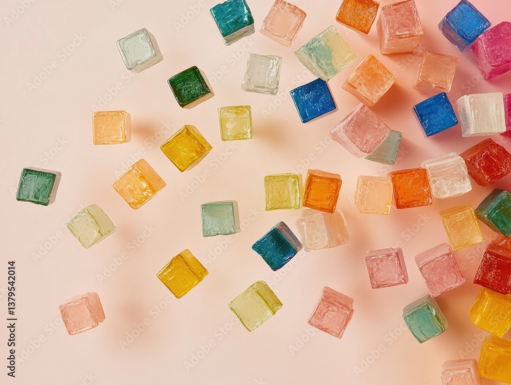 Poster translucent geometric color theory vibrant glass cube mosaic exploring digital design trends, creati