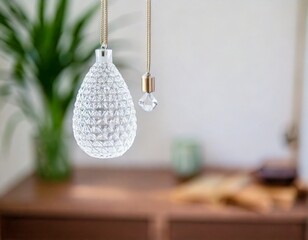 美しいペンダントライト、おしゃれな照明のあるシンプルモダンの部屋