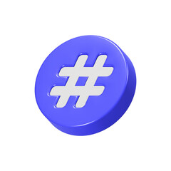 hashtag icon trend logo 3d rendering blue color