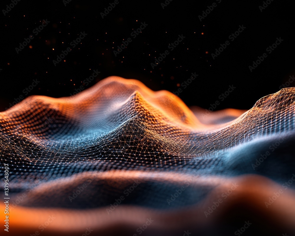 Aufkleber Quantum Terrain Immersive Digital Landscape Visualization of Dynamic Geospatial Data Flows - Next-Gen AI-Powered Mapping Technology for Innovative Environmental Analysis