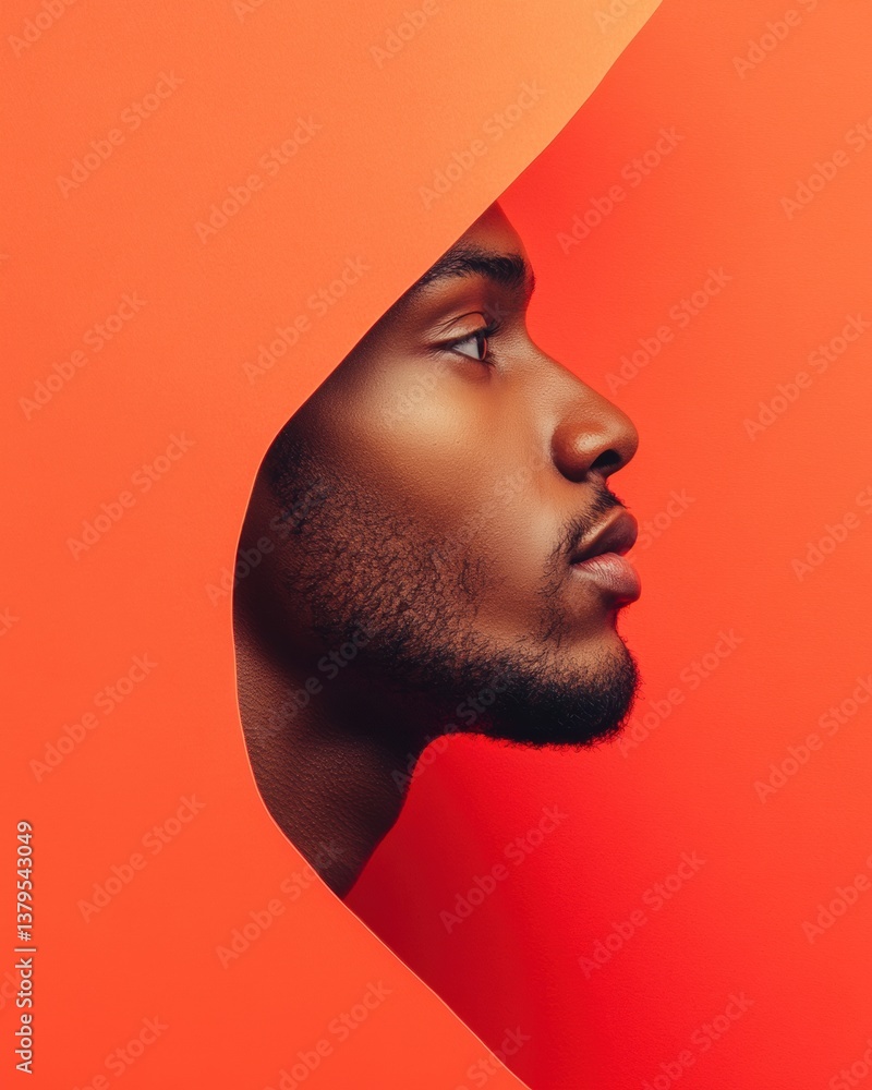 Leinwandbilder Minimalist Identity Dynamic Profile Portrait Exploring Gen Z Emotional Landscape with Bold Geometric Color-Block Design for Modern Personal Branding