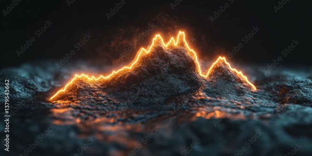 Poster Hyper-Realistic Digital Finance Terrain Blazing Neon Market Performance Landscape Visualizing Volatile Investment Trends with Cutting-Edge Data Visualization Technology