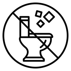 Do Not Flush Solid Waste Toilet Sign in Bold Black Line
