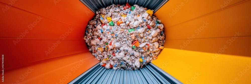 Poster circular economy in action high-tech waste sorting visualization - innovative recycling infrastructu