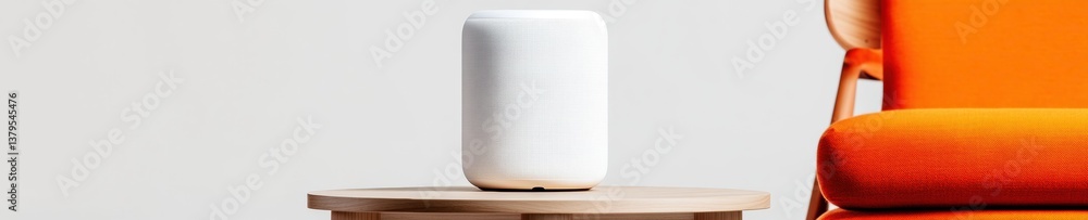 Poster minimalist smart living sleek voice-activated ai speaker transforming modern home environments with 