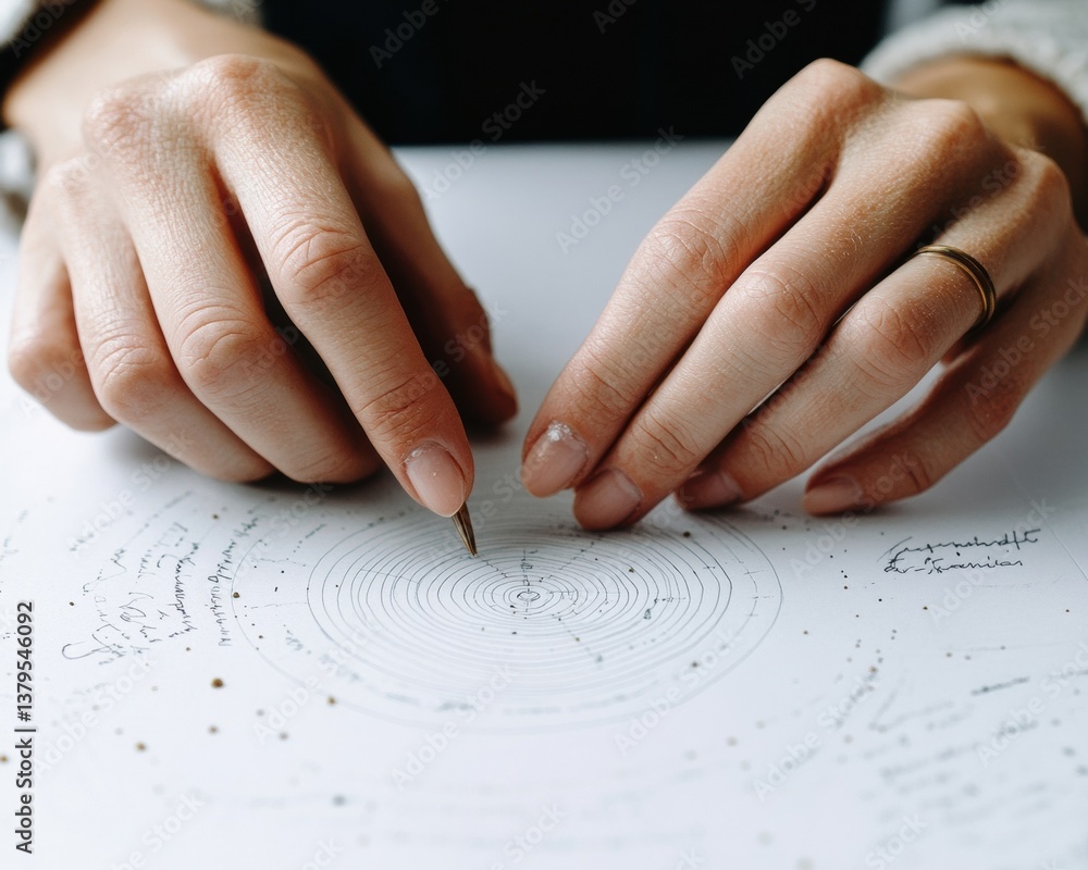 Fototapete Mindful Academic Visualization Analog Knowledge Mapping for Gen Z Learning Strategies - Tactile Research and Intentional Study Methodology in Digital Age Transformation