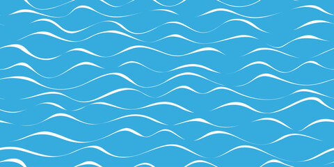 Fototapeta premium Seamless pattern, wavy lines, sea waves stylization, vector background