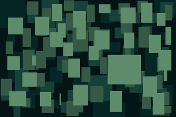 Abstract geometric background features a modern pixelated square pattern, ideal for digital design, web templates, and technology themed visuals. The deep green color scheme enhances a futuristic.