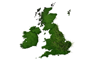 PNG illustration of the United Kingdom and Ireland map with a green design