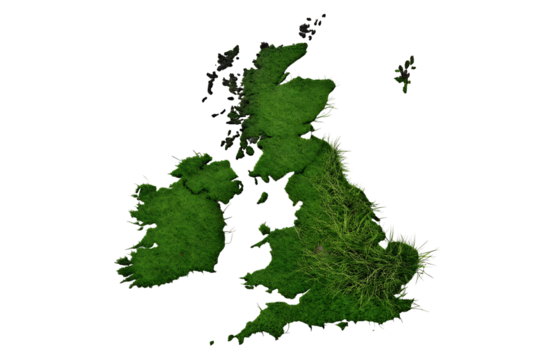 PNG illustration of the United Kingdom and Ireland map with a green design