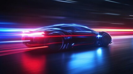 Futuristic Racing Car in Motion