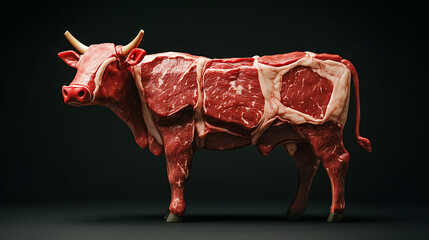 Beef cattle processing event farm location meat display content dark environment close-up viewpoint beef concept
