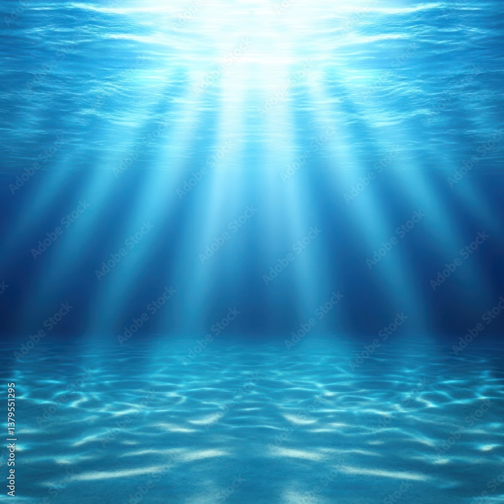 Aufkleber serene underwater scene with soft light rays illuminating the deep ocean floor and creating a tranqu