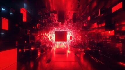 Obraz premium Abstract Futuristic Red Tunnel
