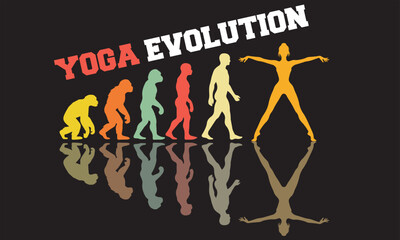 Yoga Evolution T-shirt Design, Yoga Evolution Design, evolution of man illustration