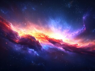 Obraz premium Stunning nebula in deep space capturing a colorful display of cosmic dust and gas in a vast universe of wonder