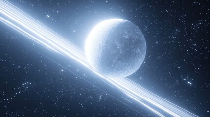 Obraz premium Celestial Body with Radiant Rings in Space
