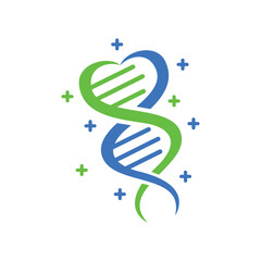 Dna a heart shaped strand symbolizes health and love. Vector illustration
