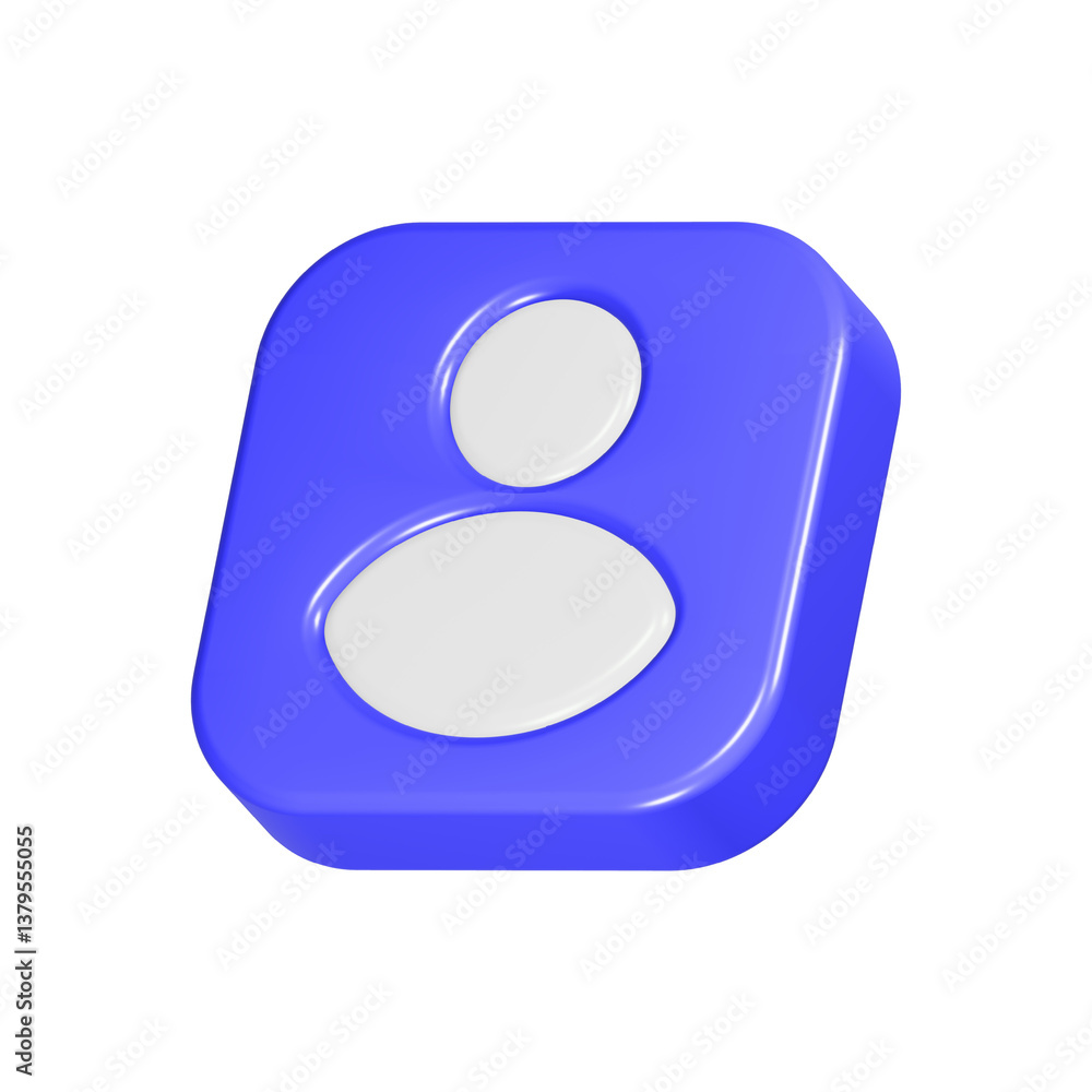 Poster user profile button 3d icon rendering realistic